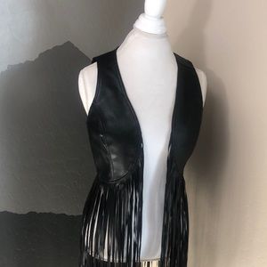 PU leather vest with tassels